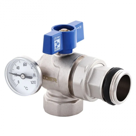 Кран с американкой KR-1033-Gi/1''/"антипротечка"/с термометром (KR2894)